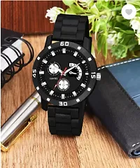 Stylish Black PU Analog Watches For Men-thumb1