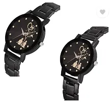 Stylish Black Metal Analog Couple Watches For Men And Women, Pack Of 2-thumb1