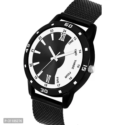 Stylish Black Pu Analog Watch For Men-thumb0