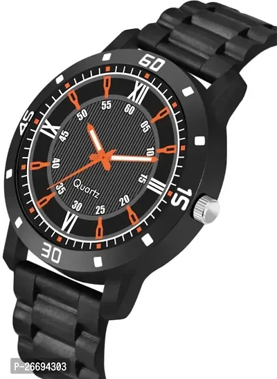 Stylish PU Black Analog Watch For Men-thumb3