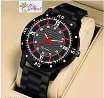 Stylish Black PU Analog Watch For Men-thumb2