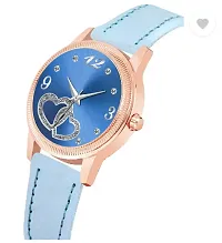 Analog Watch - For Girls Blue Heart Dial Sky-blue Leather Strap Watch For Girl-thumb2