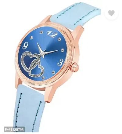 Analog Watch - For Girls Blue Heart Dial Sky-blue Leather Strap Watch For Girl-thumb3