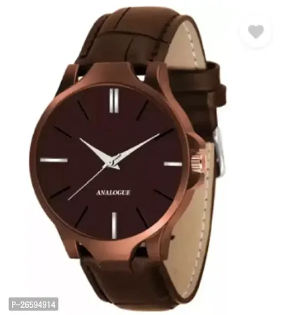 Stylish Brown Genuine Leather Analog Watches For Men-thumb0