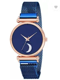 Blue Moon Dial Magnetic Strap Analog Watch For Girls And Women Analog Watch-thumb1