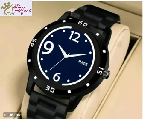 Stylish Black PU Analog Watch For Men-thumb0