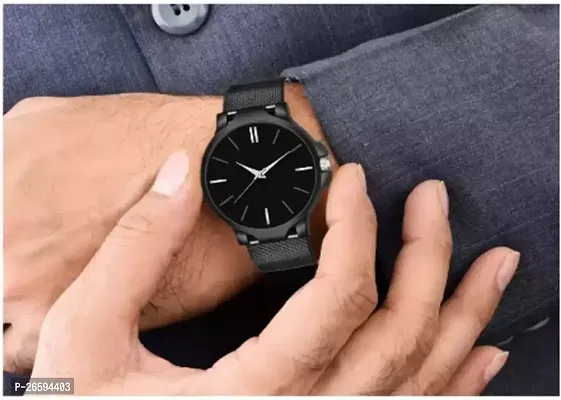 Stylish Black PU Analog Watches For Men-thumb0