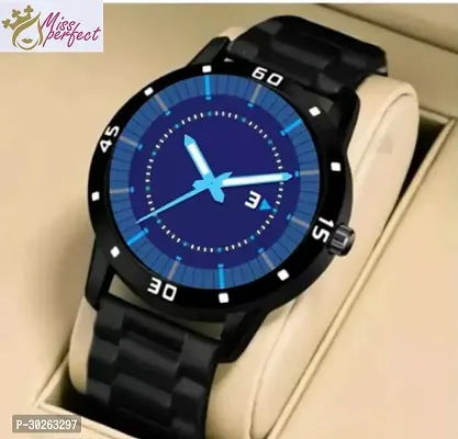 Stylish Black PU Analog Watch For Men-thumb0