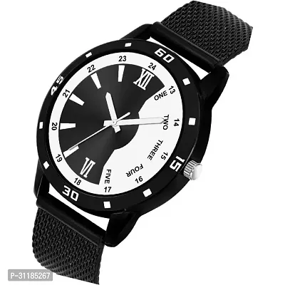 Stylish Black Pu Analog Watch For Men-thumb0