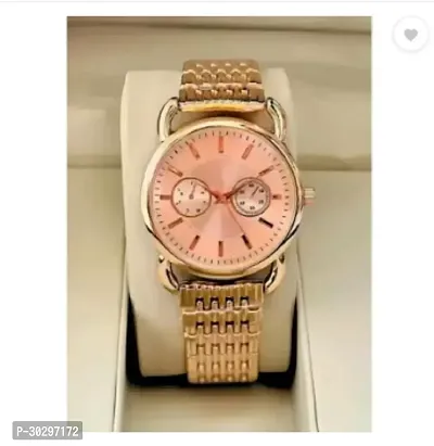 Stylish Golden Metal Analog Watches For Women-thumb0