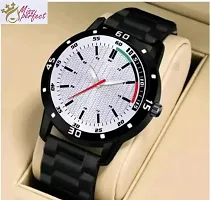 Stylish Black PU Analog Watch For Men-thumb1