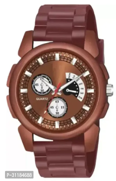 Stylish Brown PU Analog Watch For Men