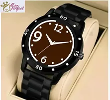 Stylish Black PU Analog Watch For Men-thumb2