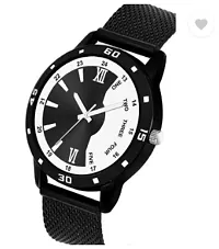 Stylish Black PU Analog Watch For Men-thumb1