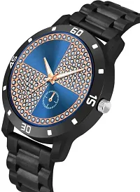 Stylish PU Blue Analog Watch For Men-thumb2