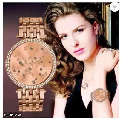 Stylish Golden Metal Analog Watches For Women-thumb0