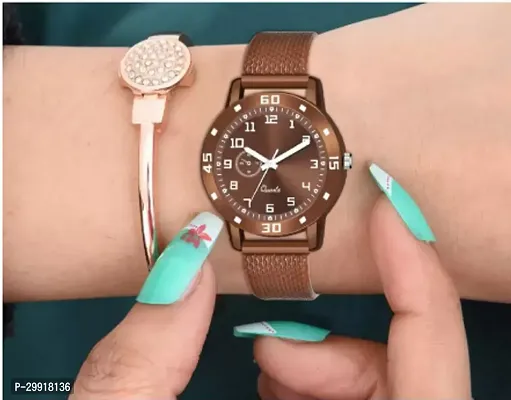 Stylish Brown PU Analog Watches For Women