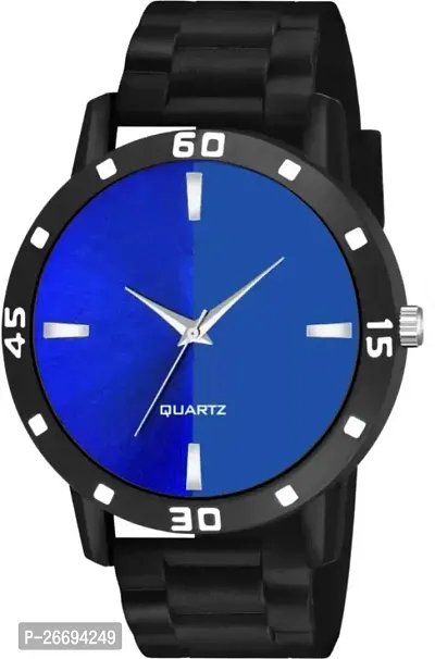 Stylish PU Blue Analog Watch For Men-thumb2