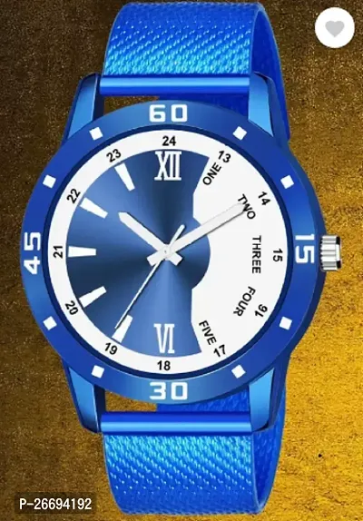 Stylish PU Blue Analog Watch For Men-thumb0