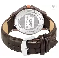 Stylish Brown Genuine Leather Analog Watches For Men-thumb1