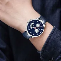 Stylish Blue Leather Analog Watch For Men-thumb1