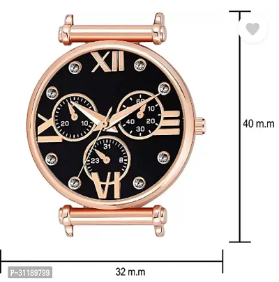 Analog Watch - For Girls Ixia Black Dial Rose Gold Case Black Leather Strap-thumb3