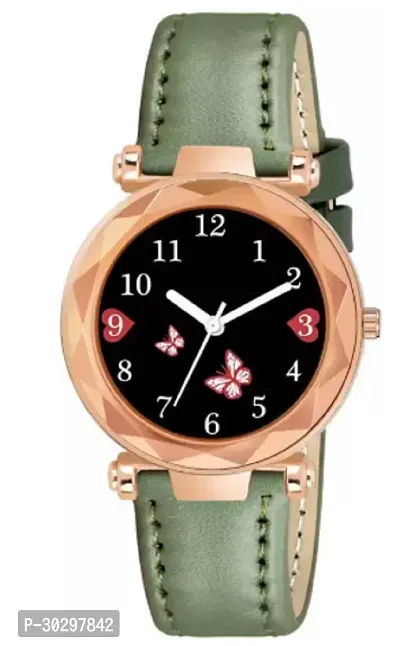 Stylish Green Genuine Leather Analog Watches For Women-thumb0