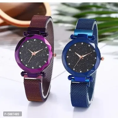 Stylish Magnetic Strap Analog Watch For Women ( Pack Of 2 )-thumb0