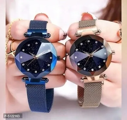 Stylish Multicoloured Metal Analog Watches For Women- 2 Pieces-thumb0