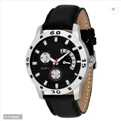 Miss perfect Men Black chekas design Dial Beige strap Premium Quality Designer Fashion For Men Analog Watch-thumb0