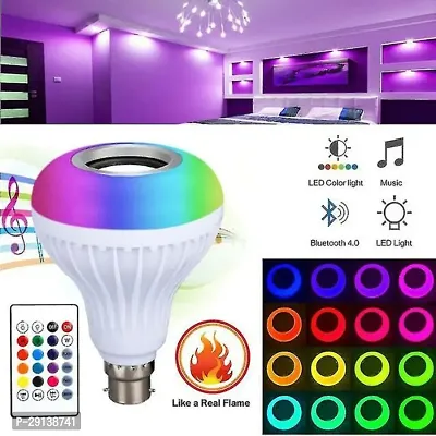 LED music bulb with speaker, smart27 led music play bulb with 24 keys remote control 12W changing color lamp for bar decoration, home, restaurant pack of 1-thumb0