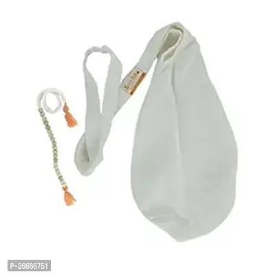 White Japa Bag Chanting Bag Beads Bag with Sakshi Mala Counter-thumb0