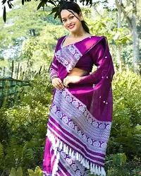 Woven Mekhela Chador Ac Cotton Saree (Purple)-thumb1