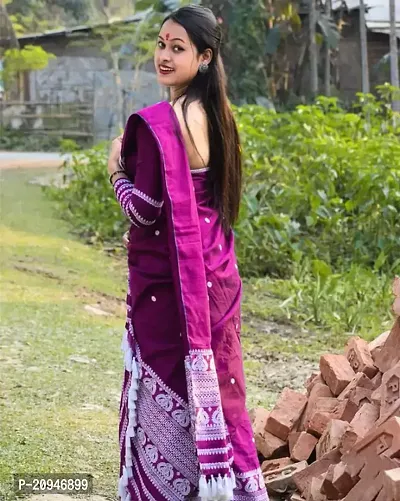 Woven Mekhela Chador Ac Cotton Saree (Purple)-thumb3