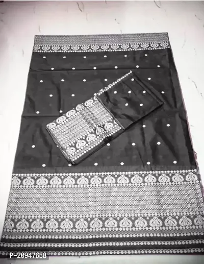 Woven Mekhela Chador Ac Cotton Saree (Black)-thumb2