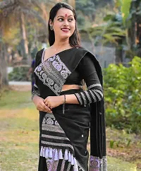 Woven Mekhela Chador Ac Cotton Saree (Black)-thumb3