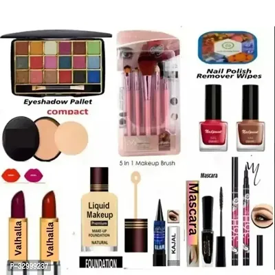 all in one face makeup combo eyeshadow makeup brush nail paint compact foundation mascara eyeliner