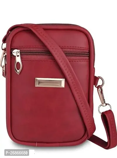 Trendy Maroon PU Solid Sling Bags For Women