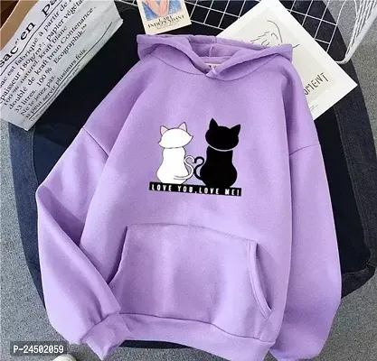 Stylish Purple Cotton Printed Sweatshirts For Women-thumb0