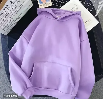 Stylish Purple Fleece Solid Sweatshirts For Women-thumb0