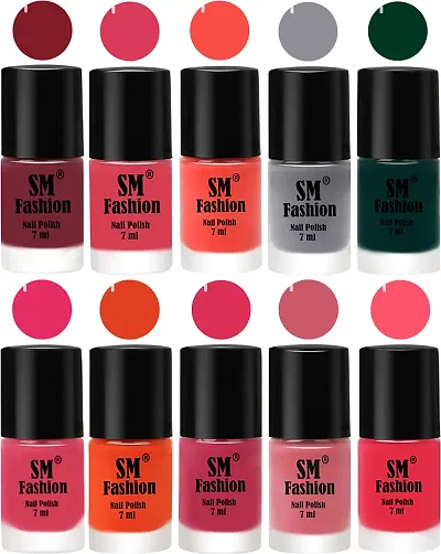 Long Lasting Water Resistant Lacquer Glossy Nail Polish -Pack Of 10