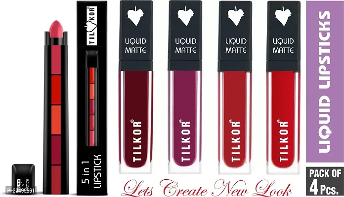 Long Lasting Waterproof Matte Lipsticks Pack Of 5-thumb0