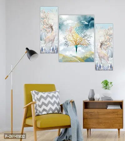 Tree City handicraft Set of Three Framed Wall Painting for Home Decoration , Paintings for Living room , Bedroom , Big Size 3D Scenery ( 46 X 31 CM)-thumb2