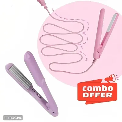 Combo Professional Hair Straightener  Hair Crimper for Girl nv-8006 (Multi-Color)-thumb0