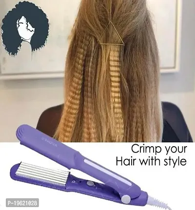 Combo Professional Hair Straightener  Hair Crimper Beveled edge for Crimping, Styling and volumizing with Ceramic Technology for gentle and frizz-free Crimping Electric Hair Tool Model (Multi-Color)-thumb4