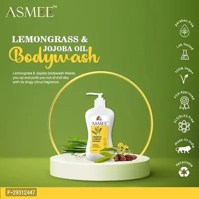 Asmee - Lemongrass  Jojoba oil Bodywash Shower Gel for Unisex,100% Vegan,FDA Approved, Cruelty free, Paraben free, SLES/SLS free , With Moisturisers For Softer, Smoother Skin, For All Skin Type For W-thumb3