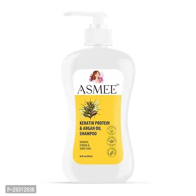 Asmee Keratin Protein  Argan Oil Shampoo,100% Veg.,FDA Approved, Cruelty free, Paraben free, SLES/SLS free, Smooth, Strong, Shiny, Softer  Smoother Hair, Unisex (250ML)