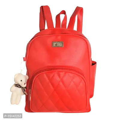 ZAXCER New Trend Teddy Backpack Used For Women  Girls Pu Leather Backpack School Bag Student Backpack Travel Bag Tution Bag Collage Bag Leather Backpack Casual Travel Daypacks for Womens (Red)-thumb0