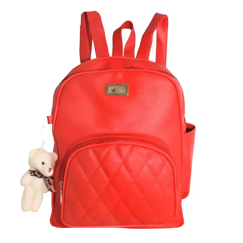 ZAXCER New Trend Teddy Backpack Used For Women Girls Pu Leather Backpack School Bag Student Backpack Travel Bag Tution Bag Collage Bag Leather Backpack Casual Travel Daypacks for Womens (Red)