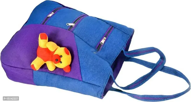 ZAXCER Women's Cotton Canvas Shoulder Bag/Tote Bag For Women, Handbag (Purple.Blue)-thumb4